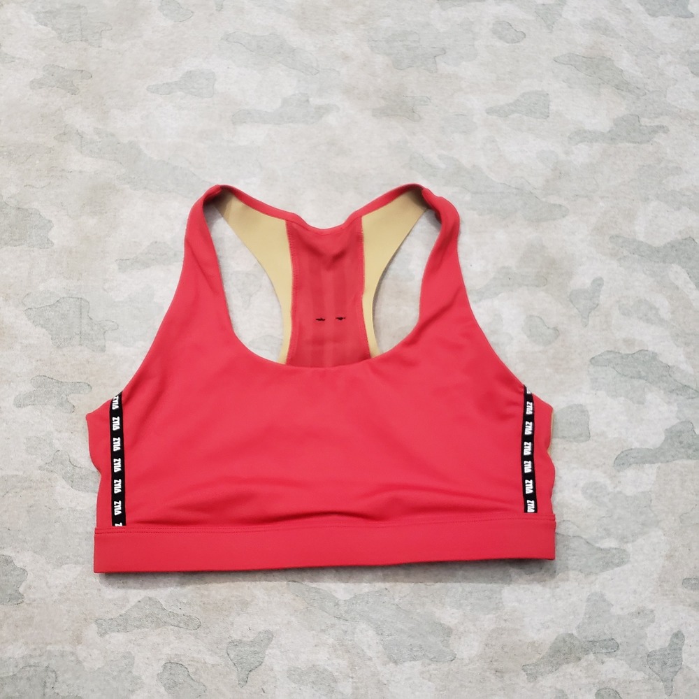 Zyia Active Sports Bra Womens Medium Red Colorblock Racerback Gym Workout